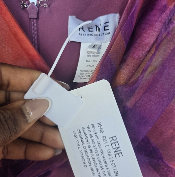 $349 Rene Ruiz Women V-Neck Organza A-Line Gown Sz 6 Wedding NWT - Picture 9 of 14